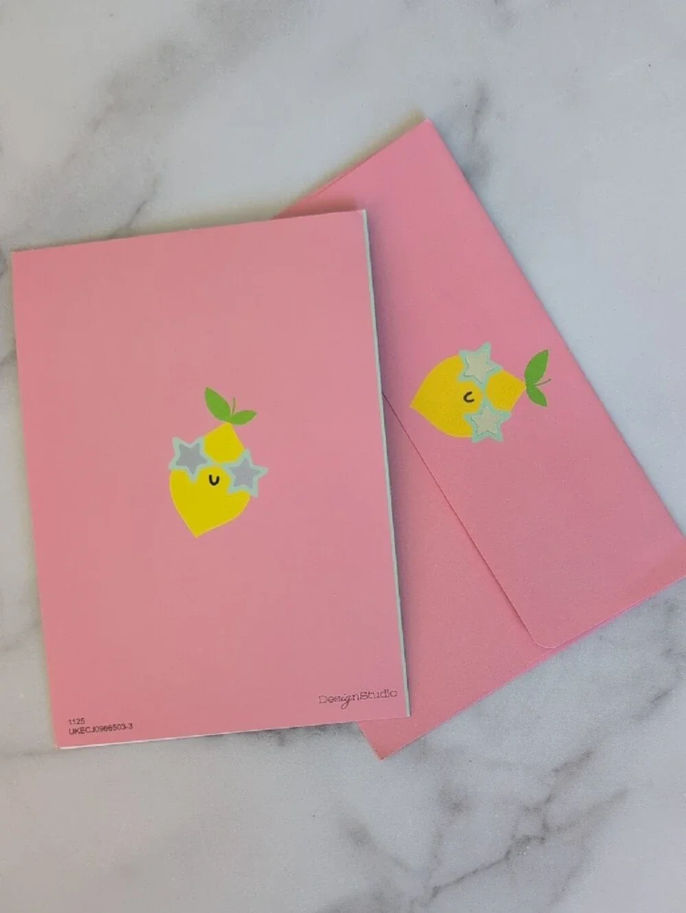 Cute Kids Lemon Sequin Card with Pink Star Sunglasses